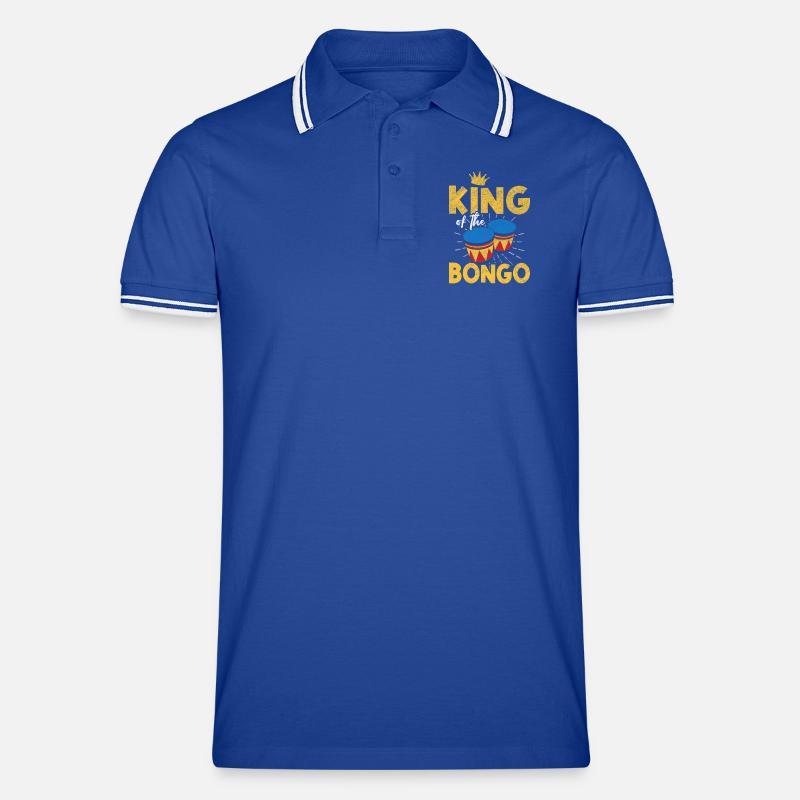 King Bongo Retro Percussion Drummer Design Men's Tipped Polo Shirt