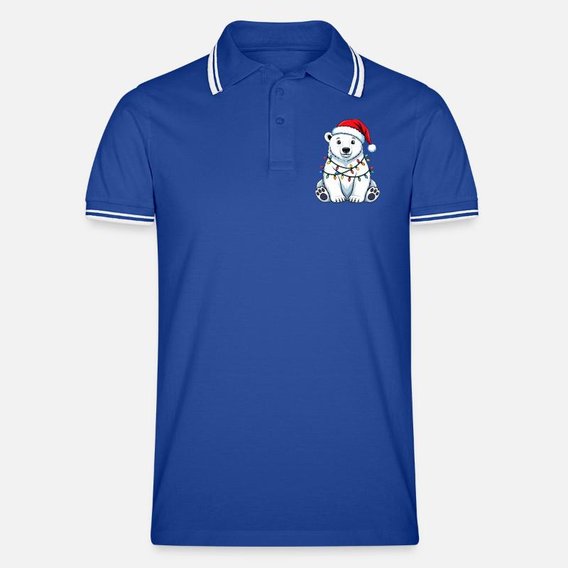 Pull de Noël de Noël Ours Polaire Pôle Nord Polo tipped Homme
