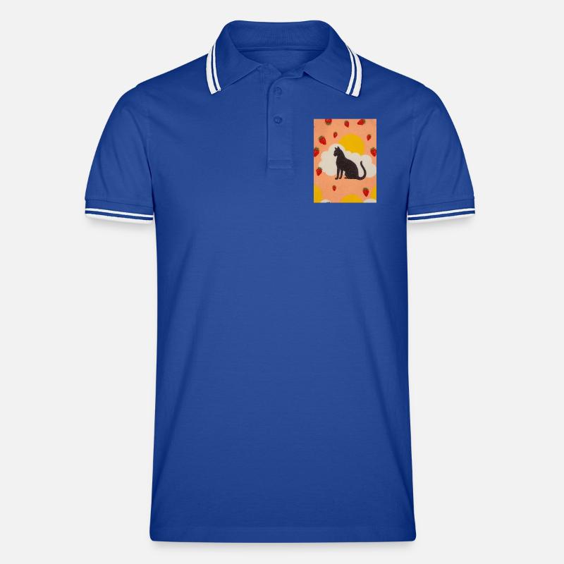 Silhouette einer Wolkenkatze in der Erdbeersonne Männer Tipped Poloshirt