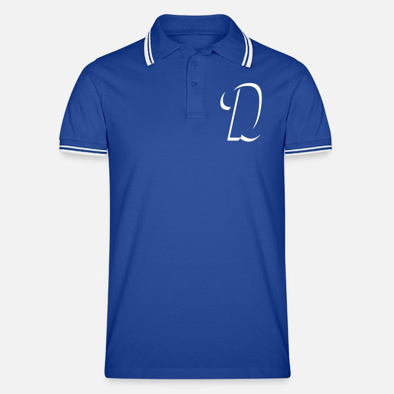 Letter D, Name, der Buchstabe D - Männer Tipped Poloshirt - Royal/Weiß