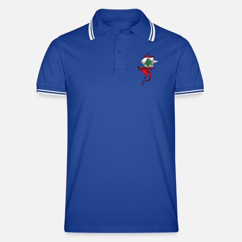 Drapeau du Liban - Liban - Silhouette de dragon Polo tipped Homme