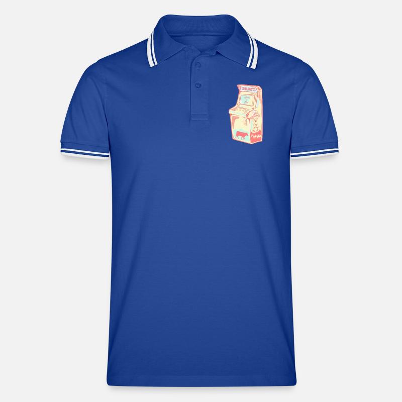Retro Arcade Alien Kuh Männer Tipped Poloshirt