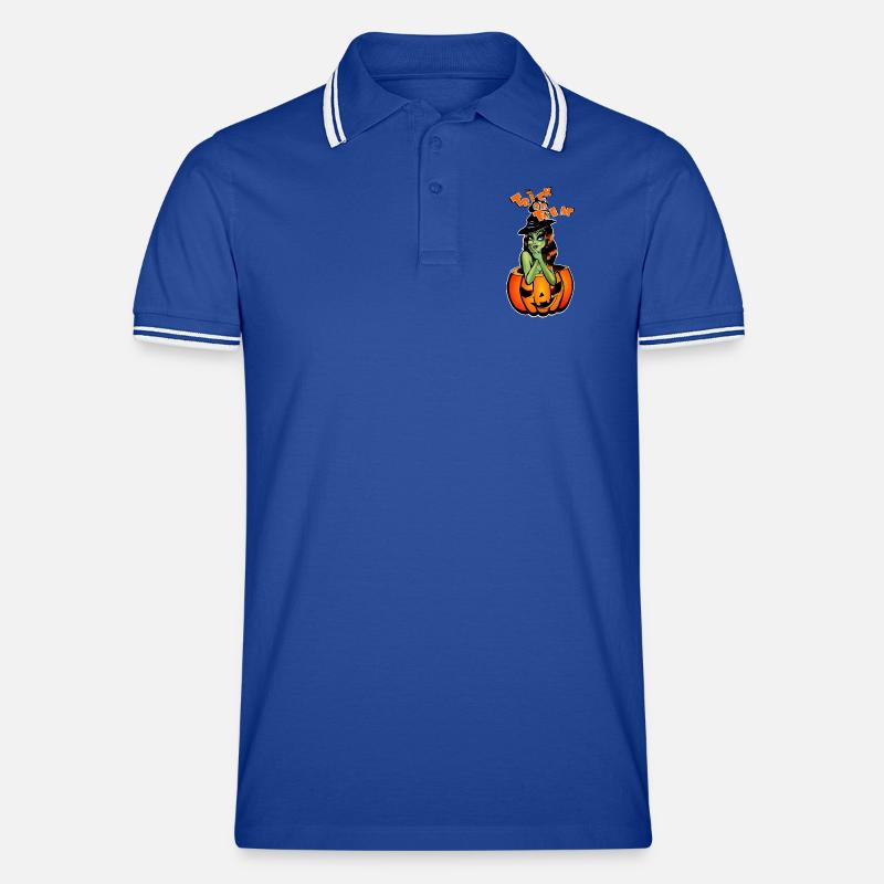 Süßes oder Saures Hexe im Kürbis - Männer Tipped Poloshirt - Royal/Weiß