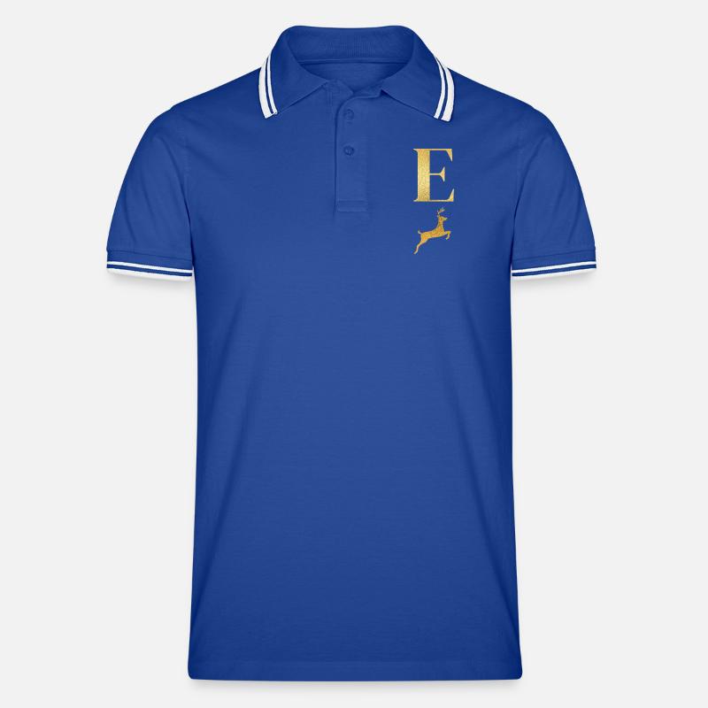 Buchstabe e goldener Hirsch - Geschenkidee - Männer Tipped Poloshirt - Royal/Weiß