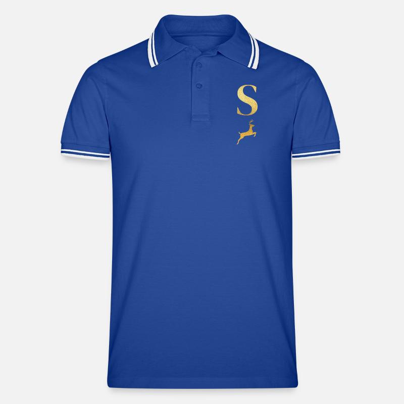 Buchstabe s goldener Hirsch - Geschenkidee Männer Tipped Poloshirt