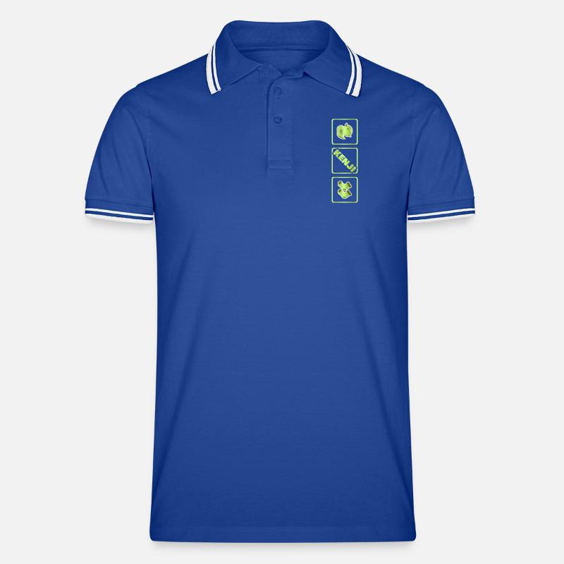 Kenji - Männer Tipped Poloshirt - Royal/Weiß