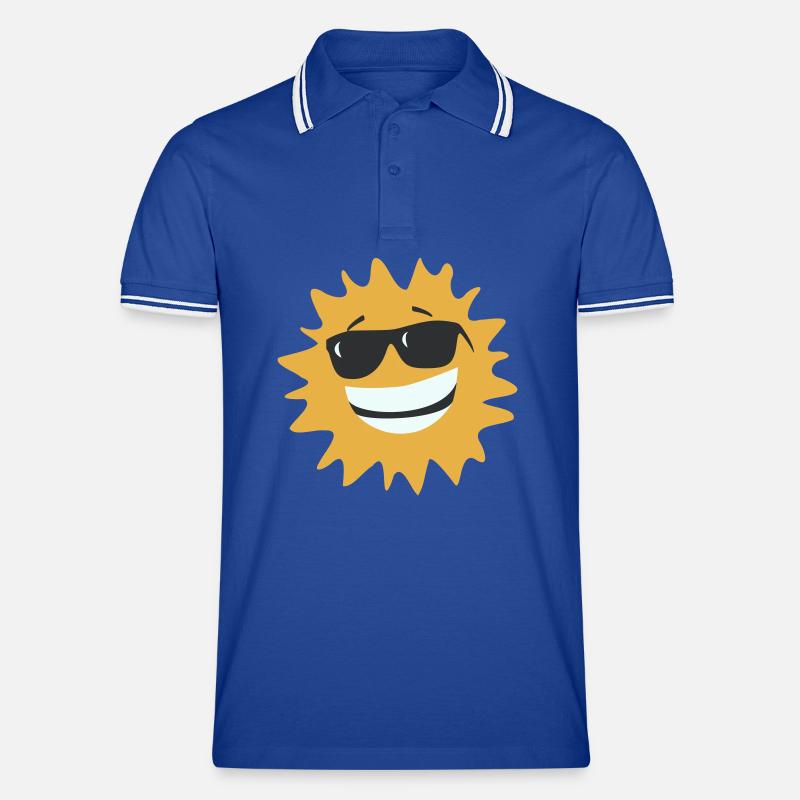 Sunburst lächelt mit Sonnenbrille - Männer Tipped Poloshirt - Royal/Weiß
