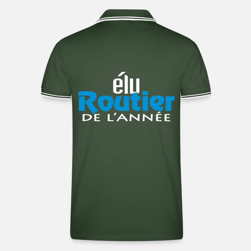 Straße des Jahres (2c, 1c) - Männer Tipped Poloshirt - Tannengrün/Weiß