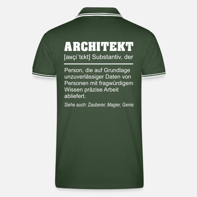 Architekt Definition Beruf Lustig - Männer Tipped Poloshirt - Tannengrün/Weiß