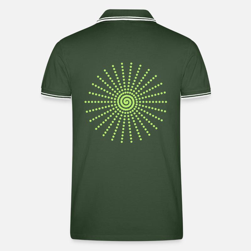 Dot-Spiral - Männer Tipped Poloshirt - Tannengrün/Weiß