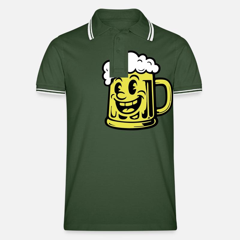Bier Lustig Comic - Männer Tipped Poloshirt - Tannengrün/Weiß