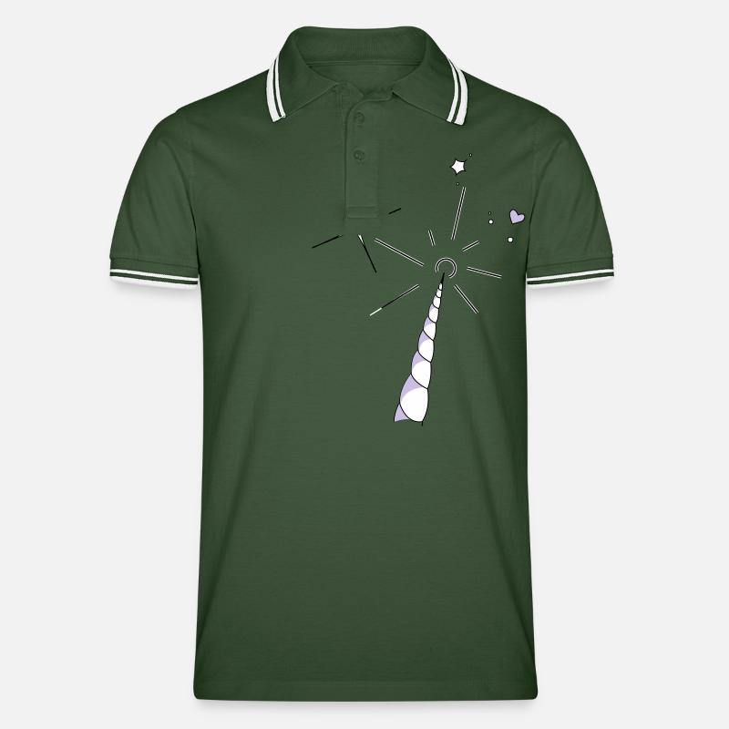 Einhorn Horn - Männer Tipped Poloshirt - Tannengrün/Weiß