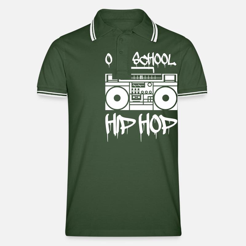 ghettoblaster old school - Männer Tipped Poloshirt - Tannengrün/Weiß