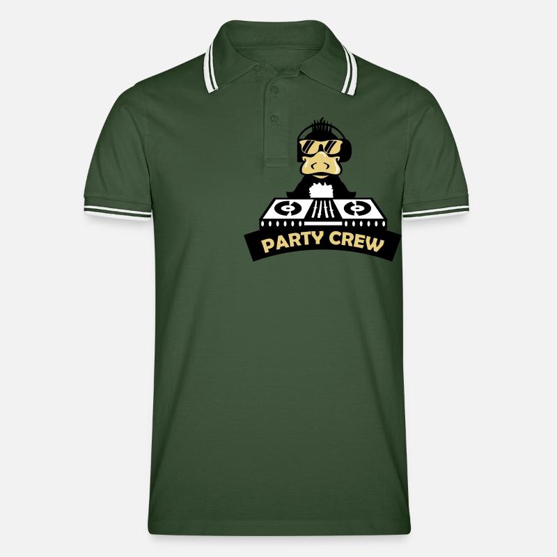 duck party crew - Männer Tipped Poloshirt - Tannengrün/Weiß