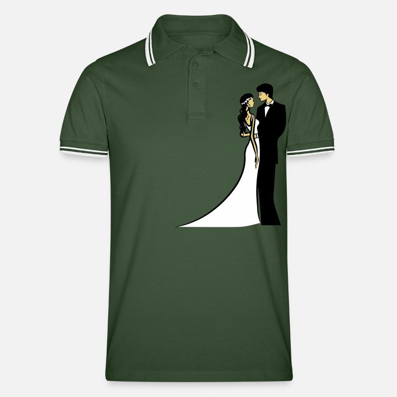 Heirat glücklich ehe - Männer Tipped Poloshirt - Tannengrün/Weiß