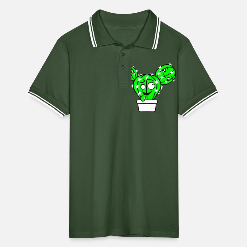 Cactus Cacti Face Prickly Funny Grimace Men's Tipped Polo Shirt