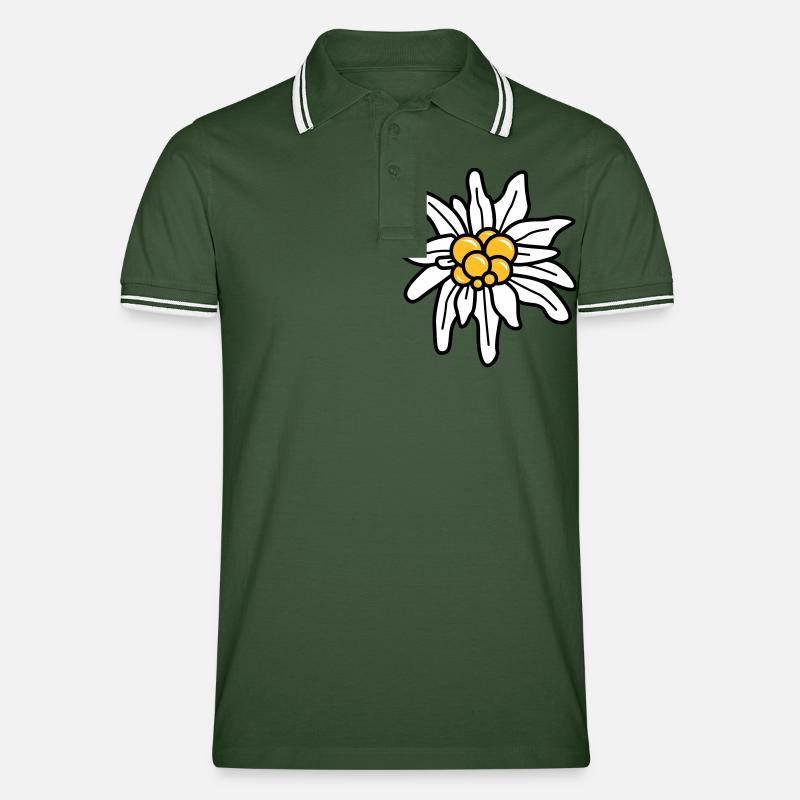 Edelweiss - Männer Tipped Poloshirt - Tannengrün/Weiß
