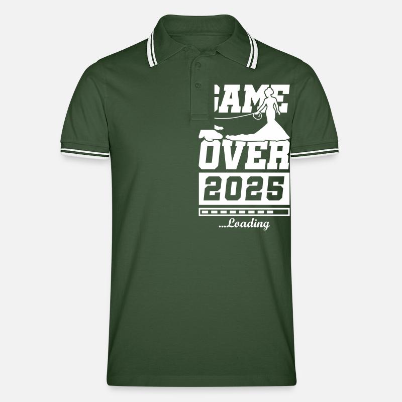 Wedding Loading 2025 Game Over - Polo tipped Homme - vert sapin/blanc