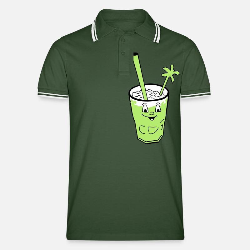 Freshmaker Cocktail Drink - Männer Tipped Poloshirt - Tannengrün/Weiß
