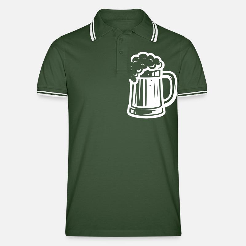Bierglas Symbol Bier - Männer Tipped Poloshirt - Tannengrün/Weiß