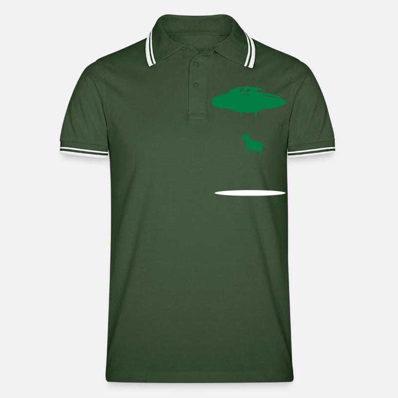 cowabduction - Männer Tipped Poloshirt - Tannengrün/Weiß