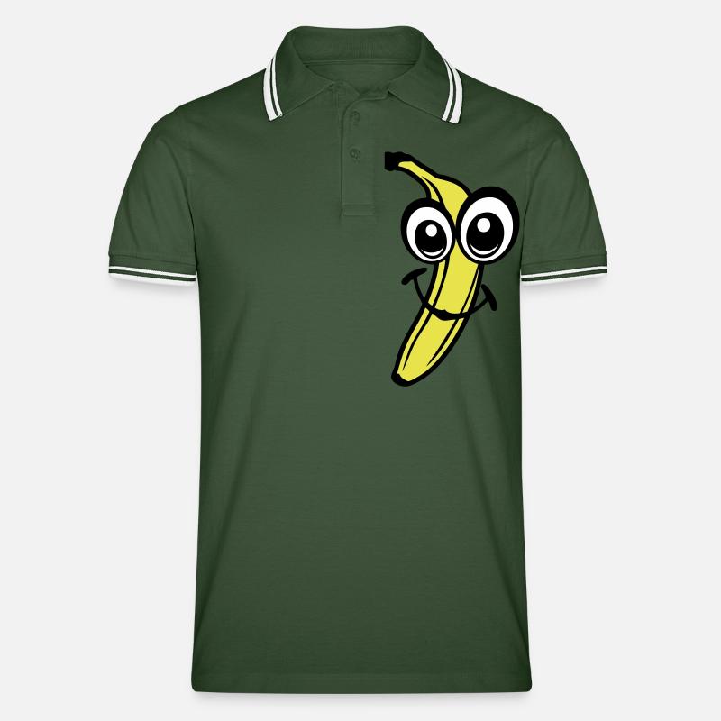 banane fruit smiley 611 - Polo tipped Homme - vert sapin/blanc