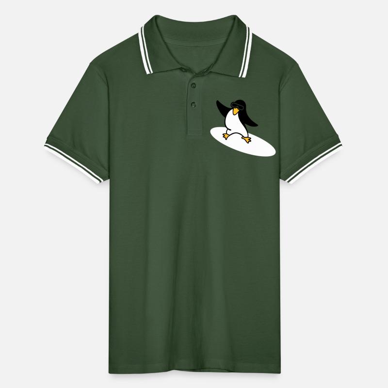 Surfer Pinguin / Surfer Penguin (3c) Men's Tipped Polo Shirt