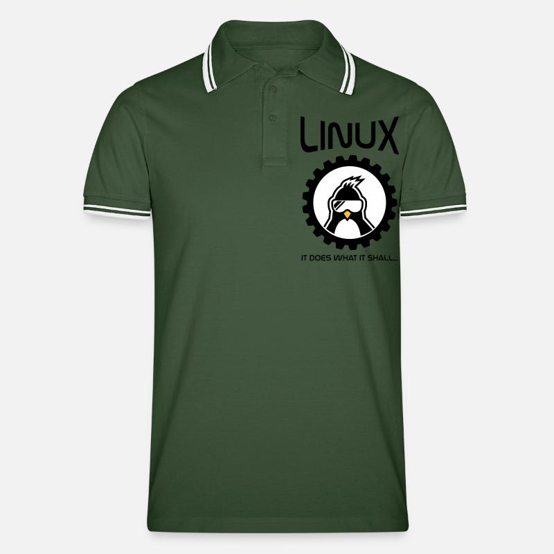 linux does what it shall - Men's Tipped Polo Shirt - fir green/white