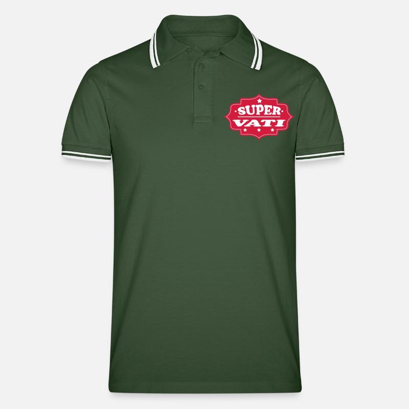 SUPER VATI - Männer Tipped Poloshirt - Tannengrün/Weiß