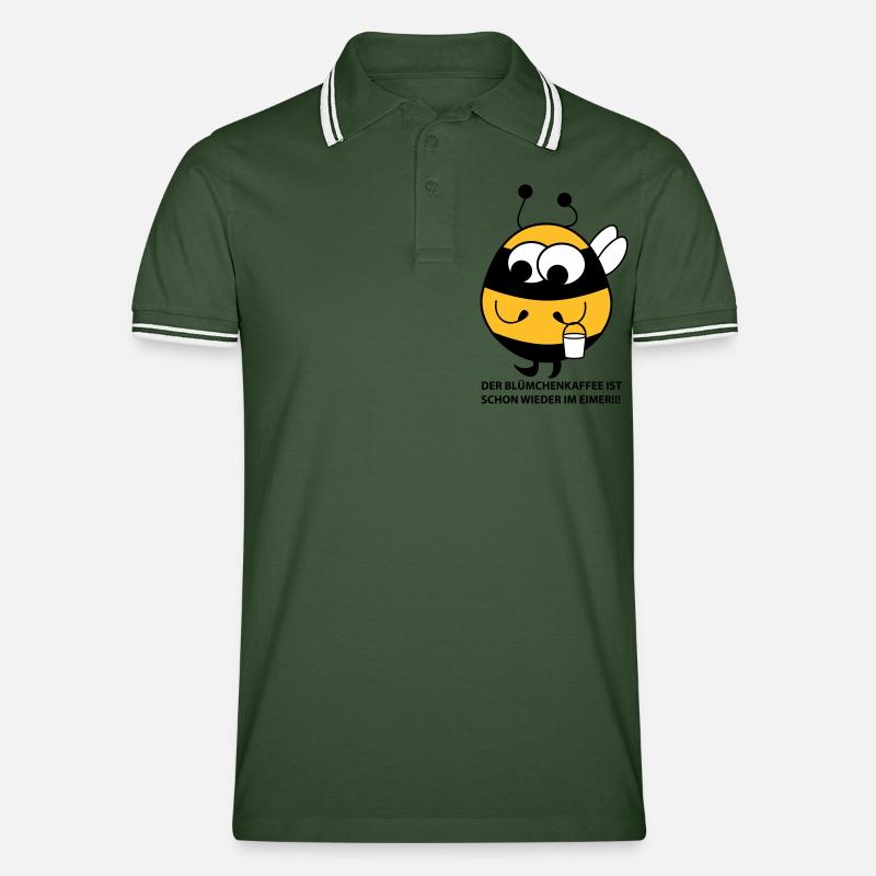 Biene mit Eimer - Männer Tipped Poloshirt - Tannengrün/Weiß