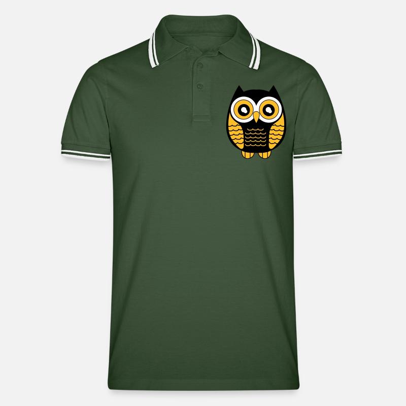eule_02 - Männer Tipped Poloshirt - Tannengrün/Weiß