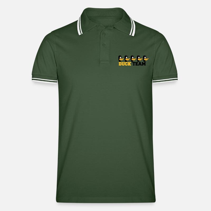 Duck Team - Männer Tipped Poloshirt - Tannengrün/Weiß
