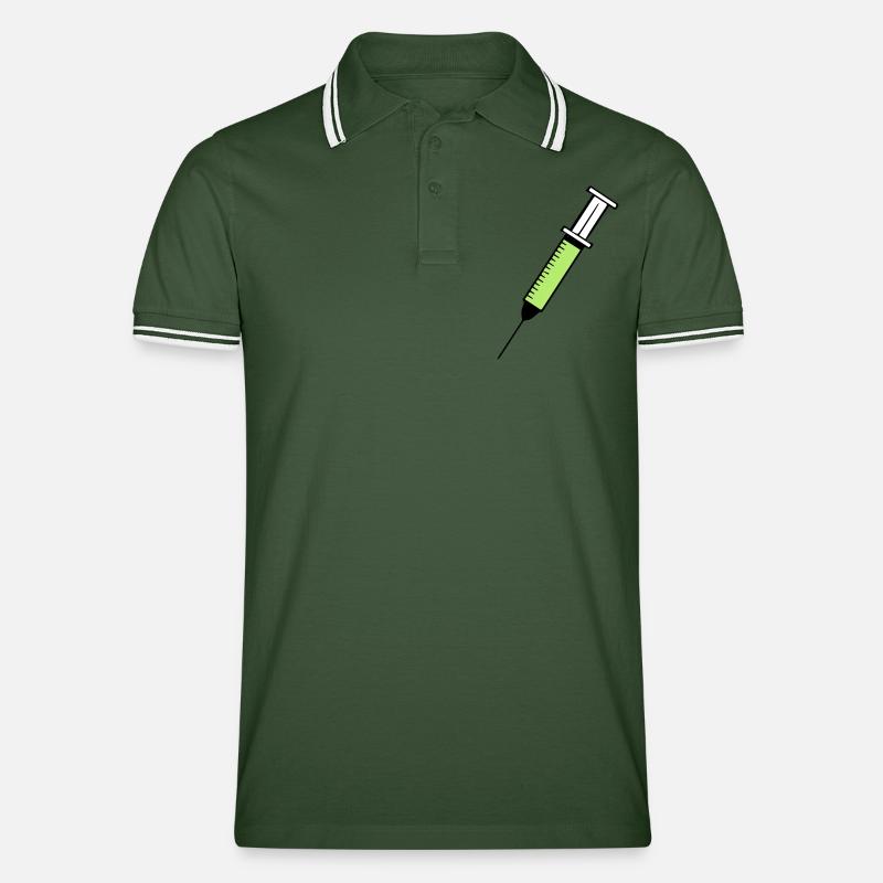 syringe - Männer Tipped Poloshirt - Tannengrün/Weiß