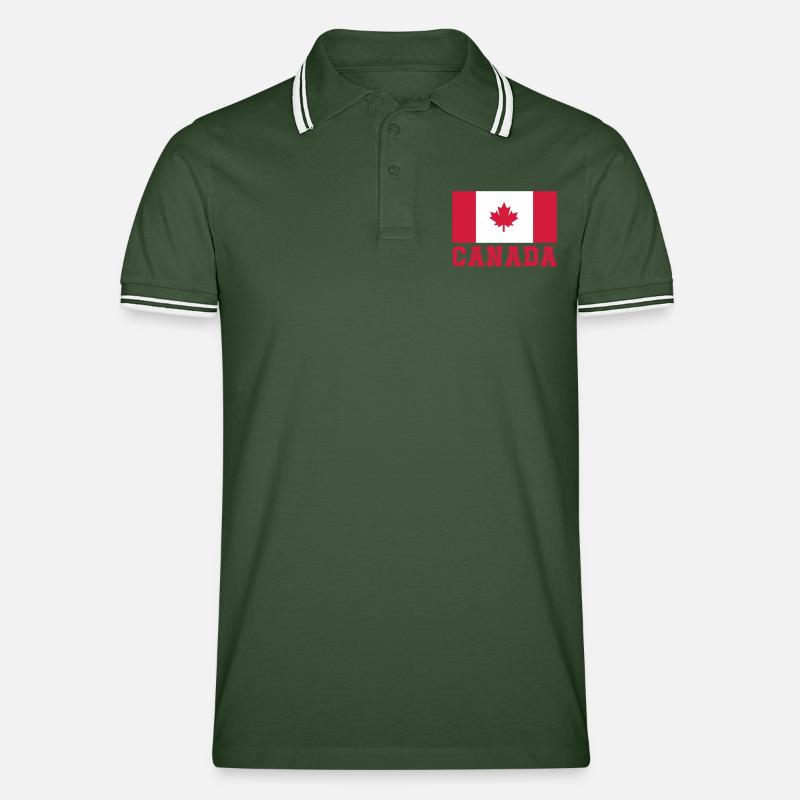 kanada canada - Männer Tipped Poloshirt - Tannengrün/Weiß