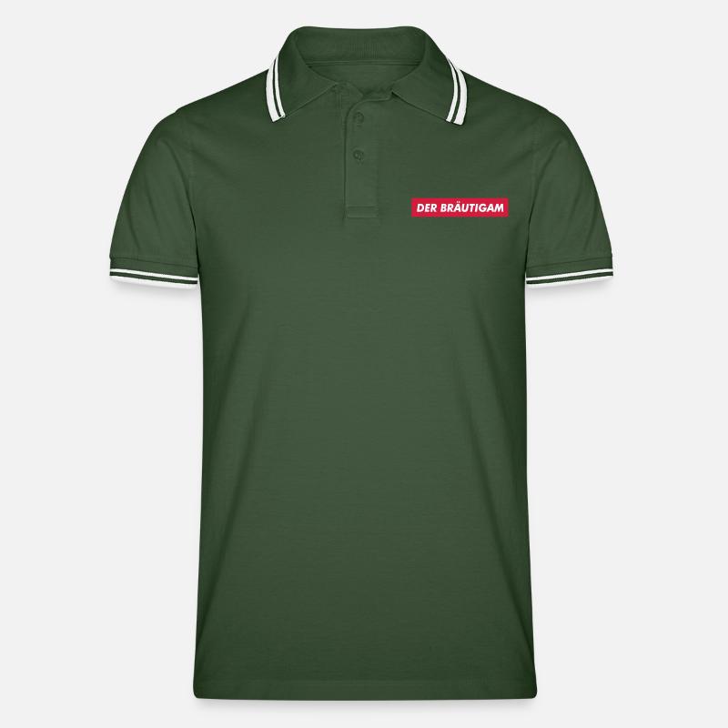 DER BRÄUTIGAM - Männer Tipped Poloshirt - Tannengrün/Weiß