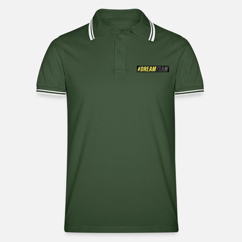 dream team - Männer Tipped Poloshirt - Tannengrün/Weiß