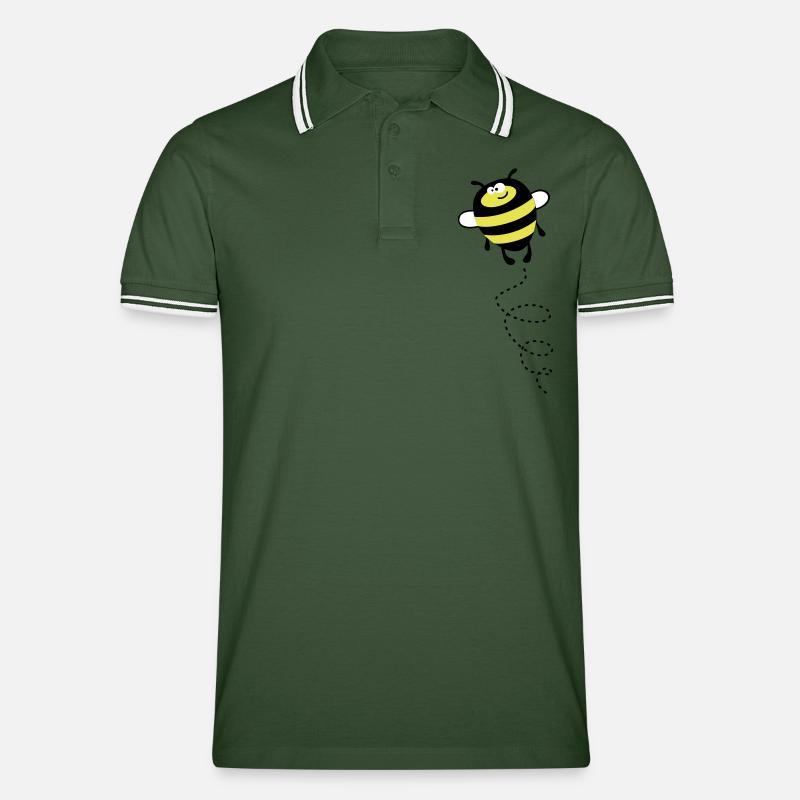 Biene – Hummel – Bienchen - Männer Tipped Poloshirt - Tannengrün/Weiß