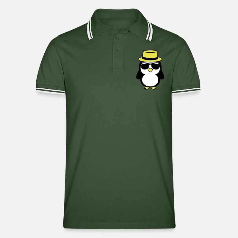 cool_pinguin_02 - Männer Tipped Poloshirt - Tannengrün/Weiß