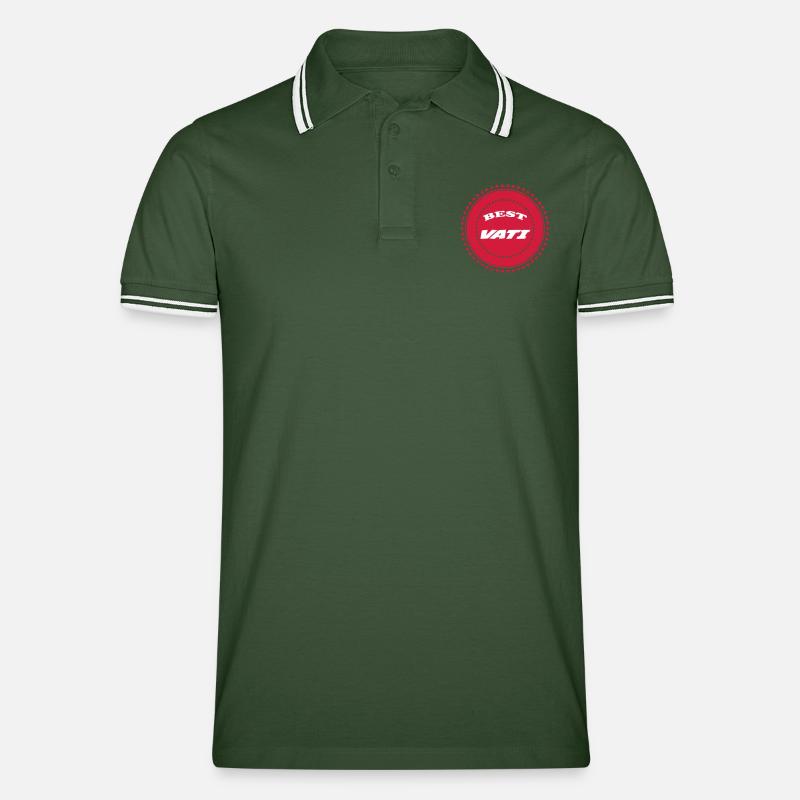 PAPA VATI DAD - Männer Tipped Poloshirt - Tannengrün/Weiß