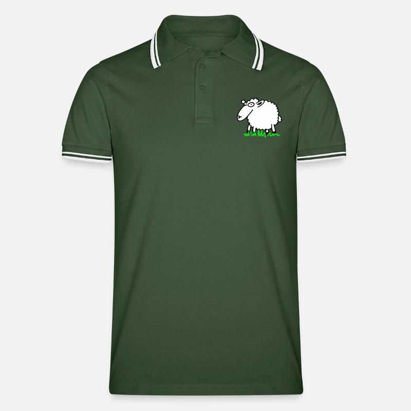 Schaf - Männer Tipped Poloshirt - Tannengrün/Weiß