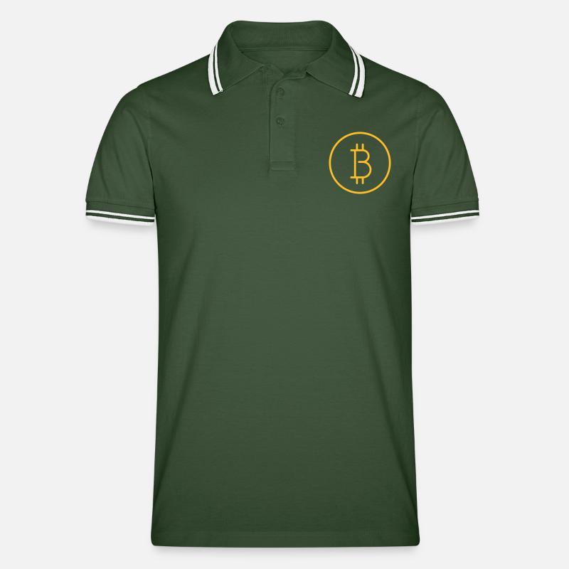 Bitcoin einfaches Logo - Männer Tipped Poloshirt - Tannengrün/Weiß