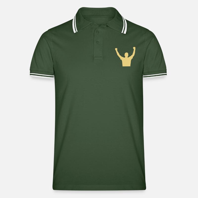 Gewinner - Männer Tipped Poloshirt - Tannengrün/Weiß