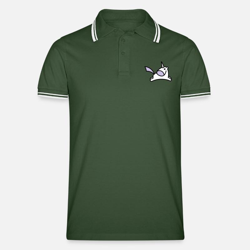 springendes Süßes Einhorn - Männer Tipped Poloshirt - Tannengrün/Weiß