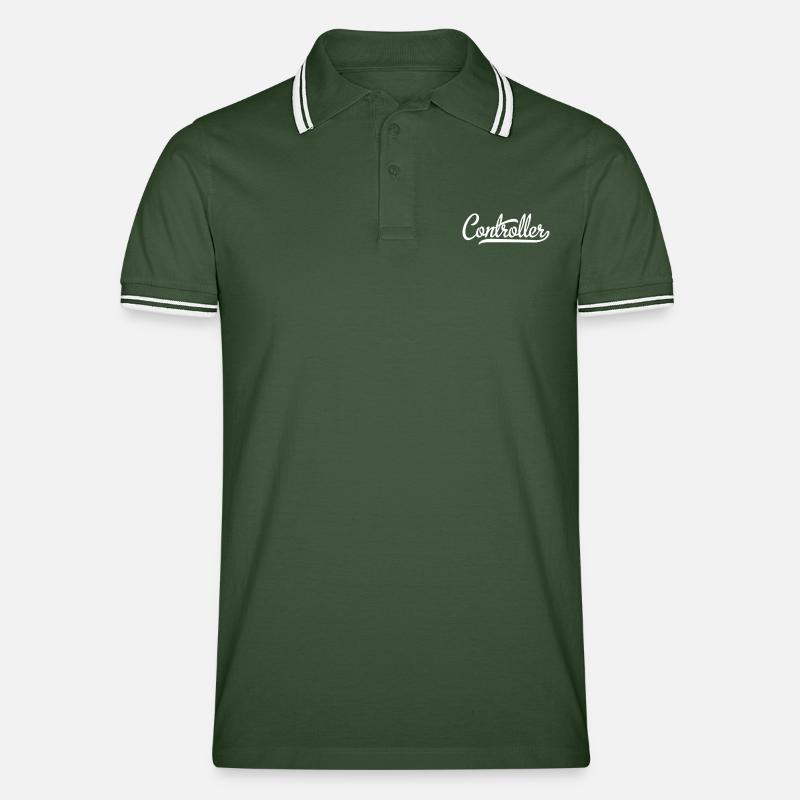 controller - Männer Tipped Poloshirt - Tannengrün/Weiß