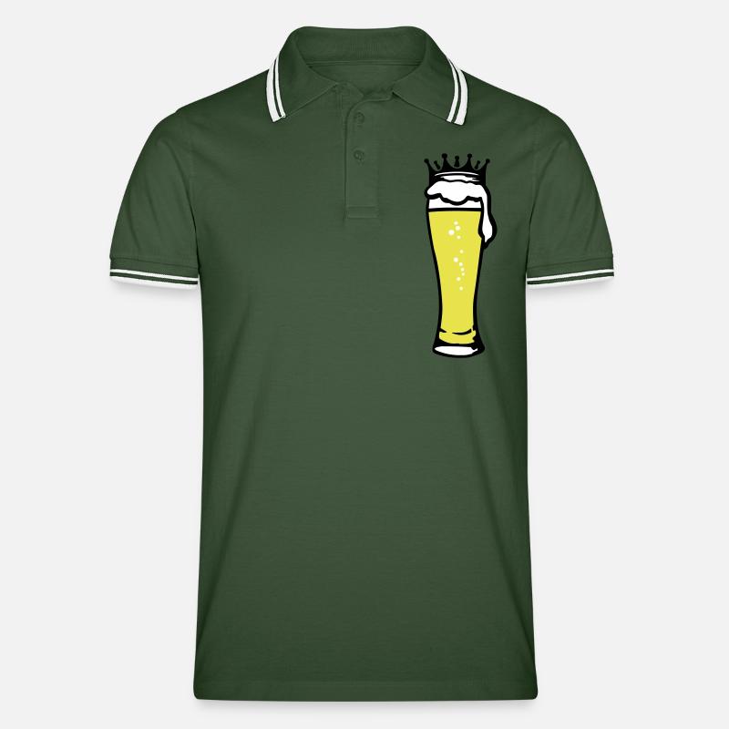 koenigliches_bier_3c - Männer Tipped Poloshirt - Tannengrün/Weiß