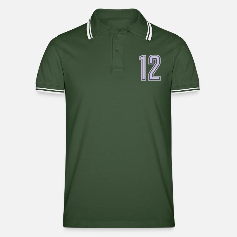 12 - Männer Tipped Poloshirt - Tannengrün/Weiß