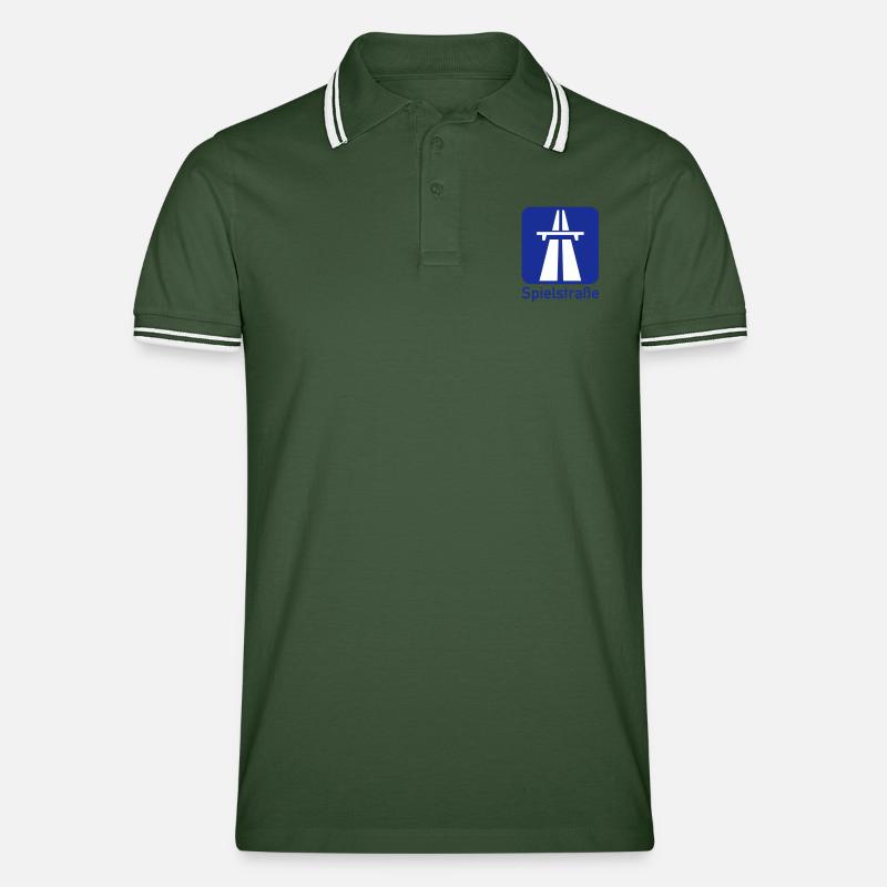 Autobahn - Spielstraße - Männer Tipped Poloshirt - Tannengrün/Weiß