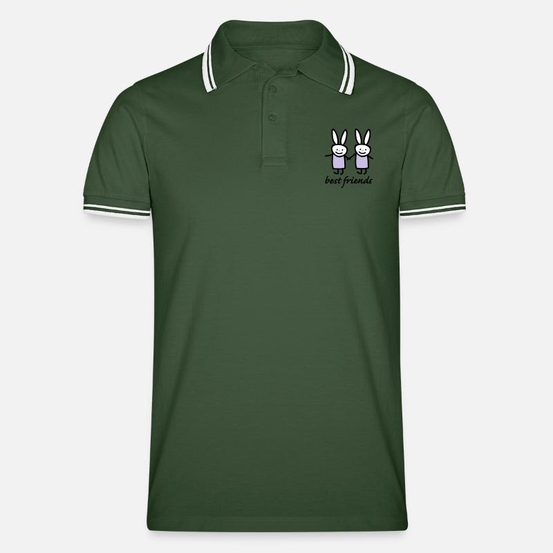 Beste Freunde Hasen - Männer Tipped Poloshirt - Tannengrün/Weiß