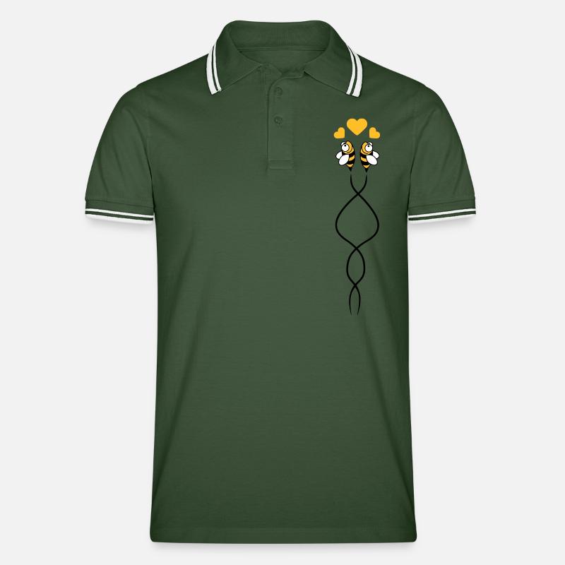 Bees Love - Männer Tipped Poloshirt - Tannengrün/Weiß