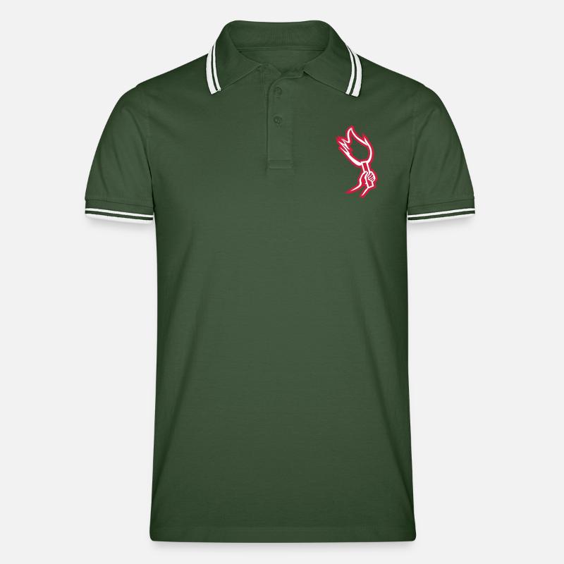 pyrotechnik - Männer Tipped Poloshirt - Tannengrün/Weiß
